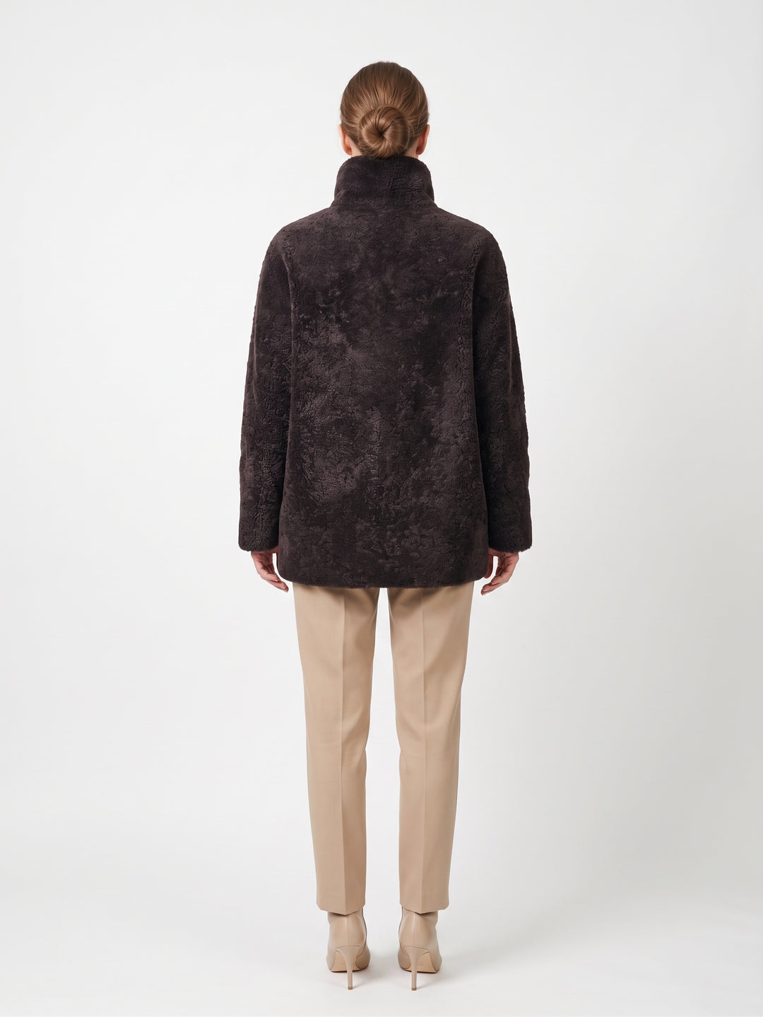 Irene-C, 72 cm. - Collar Curly Lamb - Women Coffee