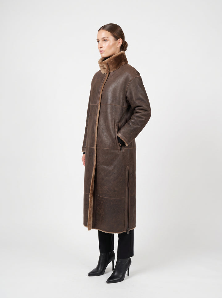 Katarina, 120 cm Nappa Lamb Crack - Women Cafe Latte