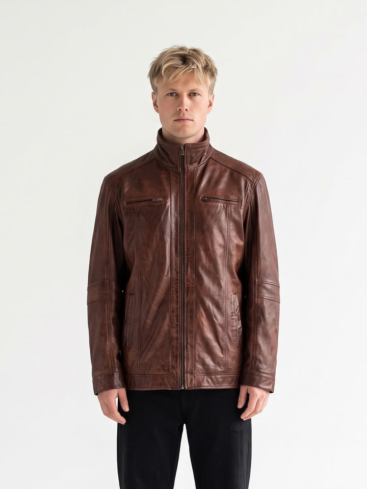 Big Marlow, 80 cm. - Collar Lamb Polish Nappa Leather -Man Copper Brown