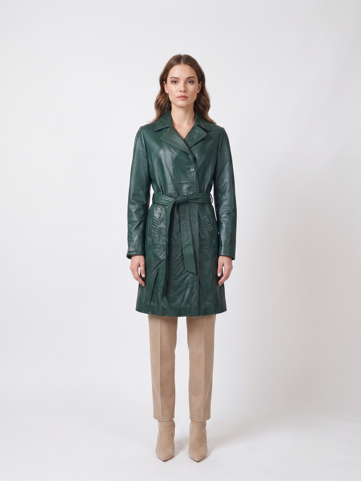 Arlise, 95 cm. Lamb Malli Leather - Women Copper Green