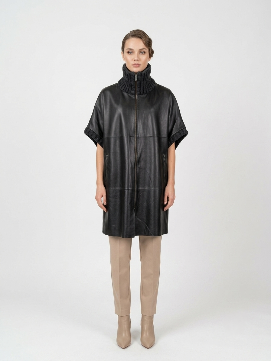 Molli Cape - Lammeskinn - Dame - Sort
