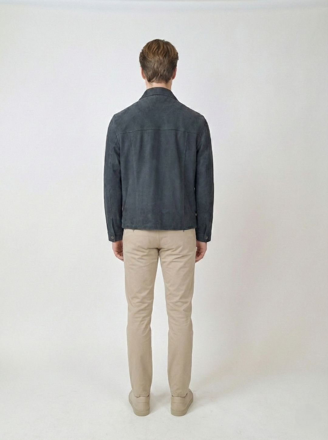 Gundter, 70 cm. - Halsband - Ziegenveloursleder - Herren - Mitternachtsblau