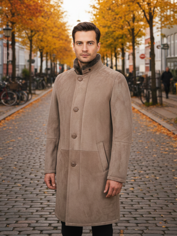 Carlo, 100 cm. - Krage - Mocka Lamm - Man - Mörk Ek