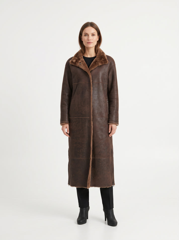 Katarina, 120 cm Nappa Lamb Crack - Women Cafe Latte