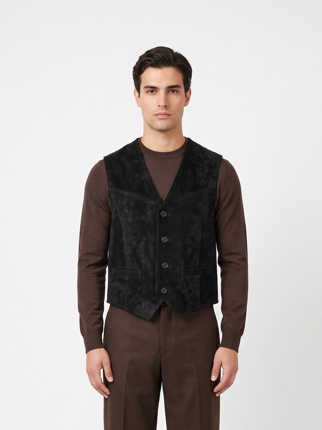 Ny Vest 906 - Lamme Nubuk Læder - Mand - Sort