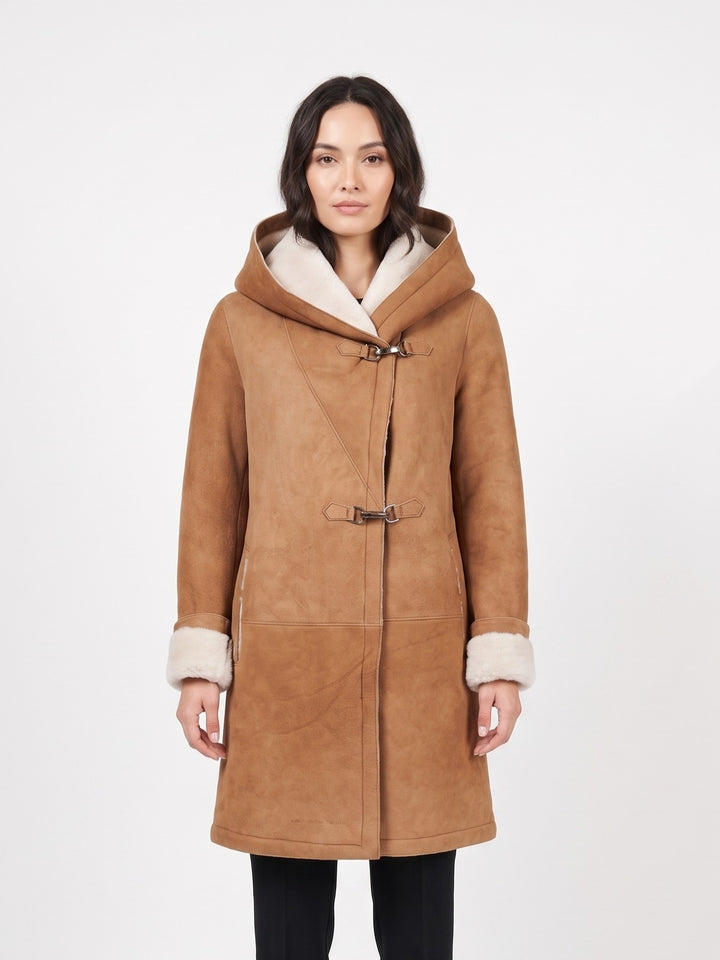 969, 90 cm. - Hood Suede Lamb - Women Cognac