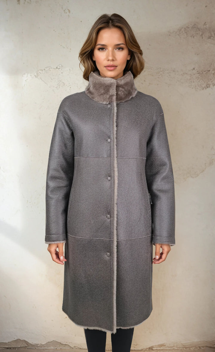 Giorgiana, 95 cm. - Krage - Nappa Lamb Crack Washed -Dam - Brun