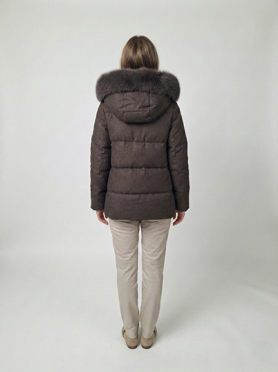 Jadaba, 65 cm. - Kapuze - Daunen - Damen - Braun