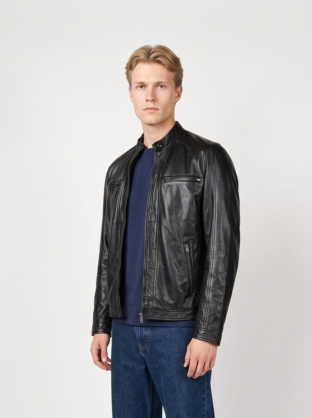 New Victor Lamb Polish Nappa Leather -Man Black