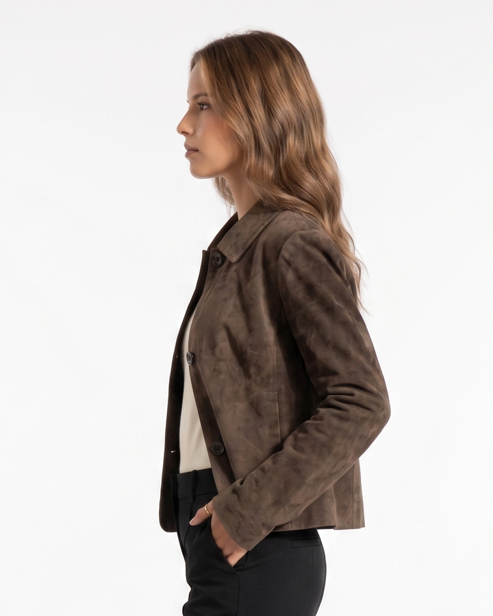 Vida, 53 cm. Goat Suede Leather - Women Olive