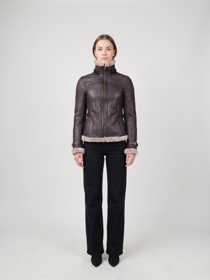 Sacha 59 cm Nappa Lamb Crack Washed -Women Dark Brown