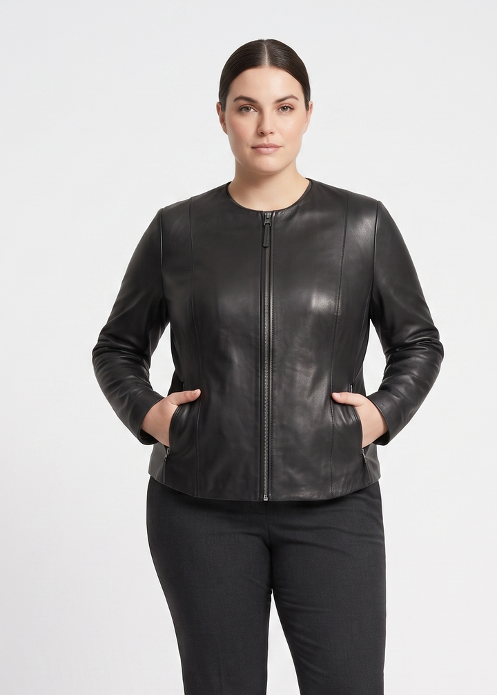 PP 108 - Comfort - Lamb Malli Leather - Dame - Sort / Læder Skinds Jakke - Levinsky – Kvinde