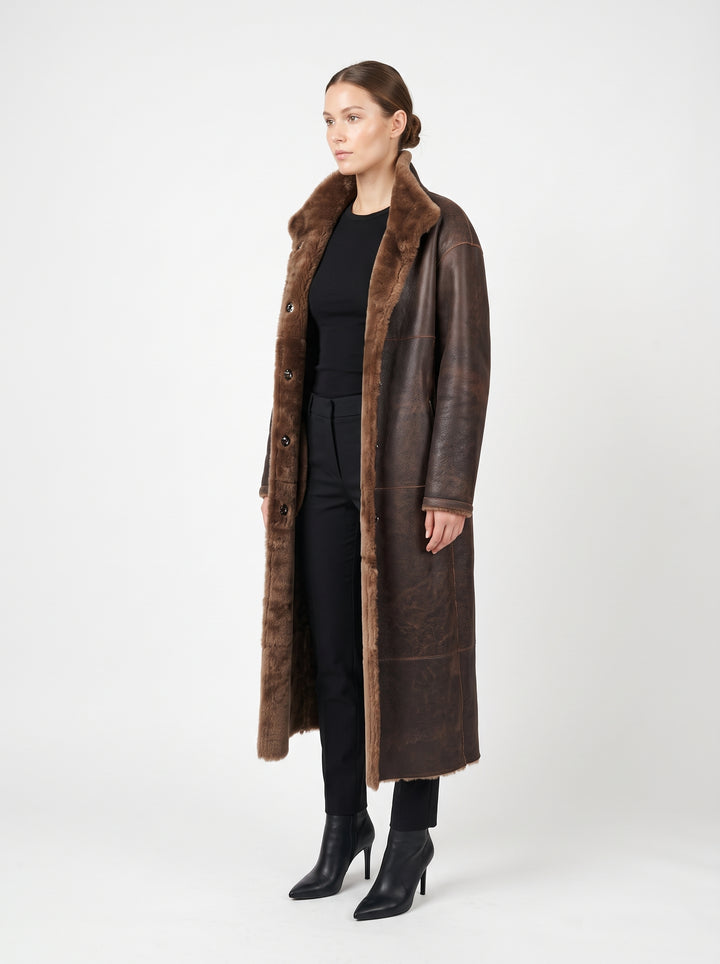 Katarina, 120 cm Nappa Lamb Crack - Women Cafe Latte