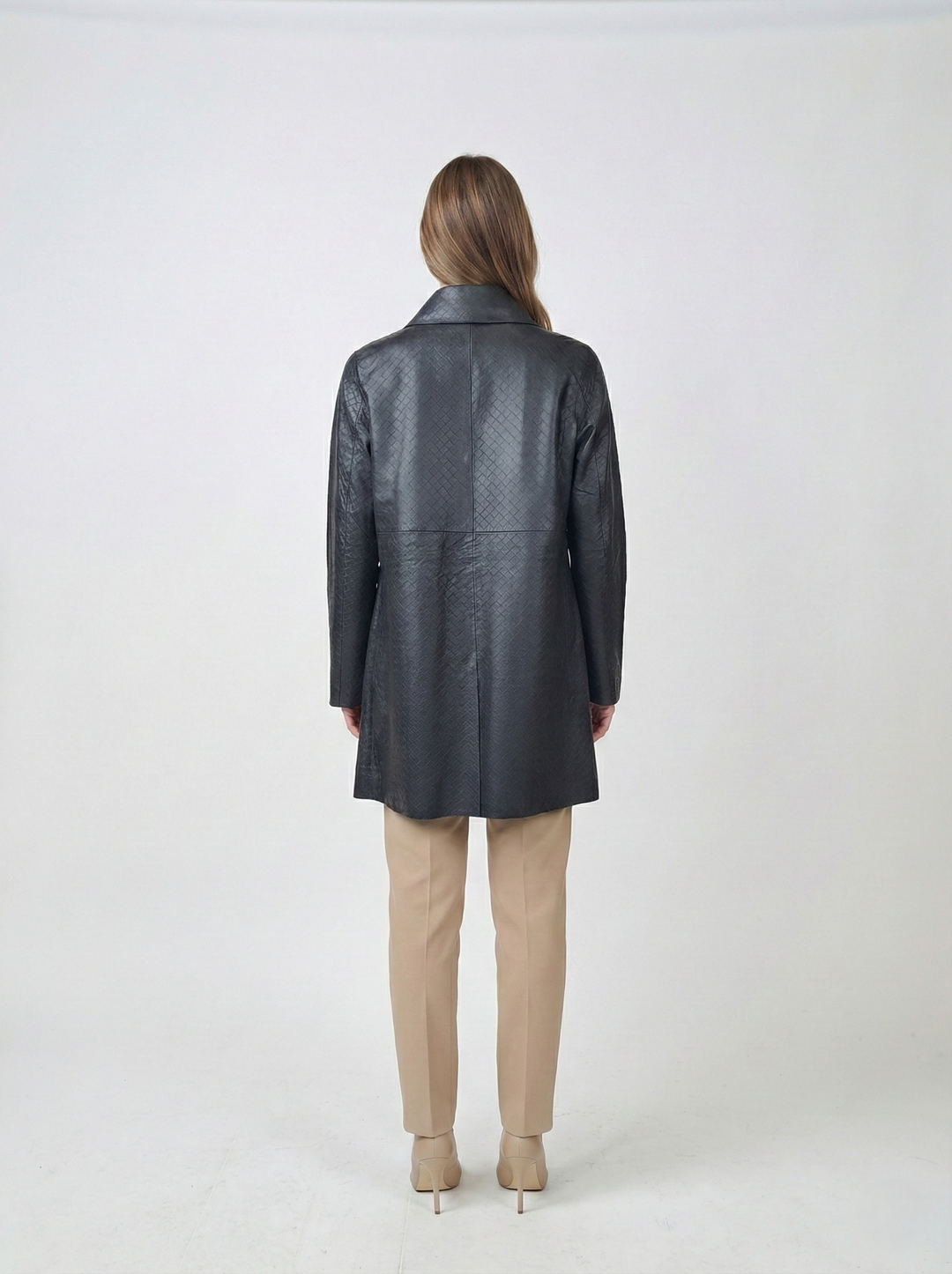 Valentina, 85 cm. - Collar - Lamb Leather - Women - Black