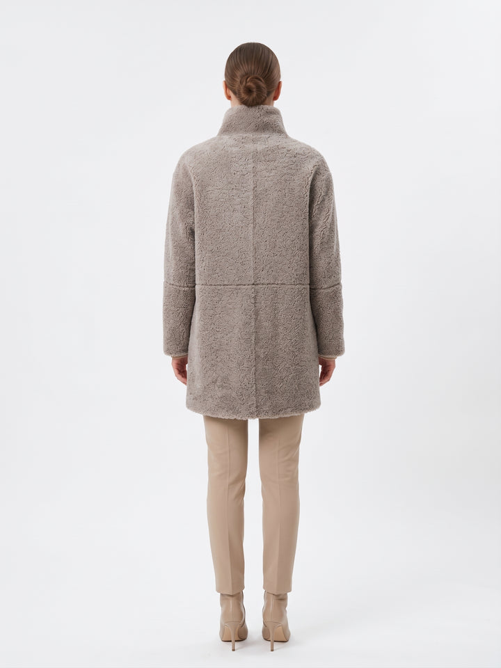 Jinane, 85 cm. - Curly Lamb - Damen - Grau