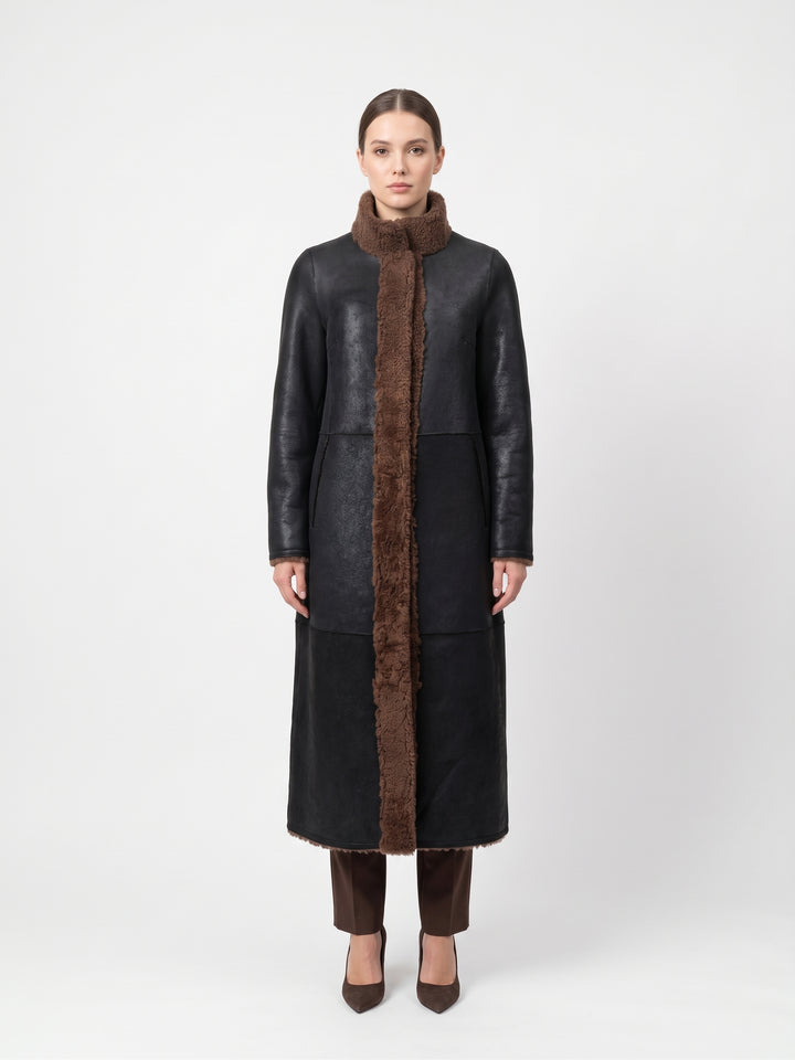 Aspen 125 cm Nappa Lamb Crack Washed -Women Black