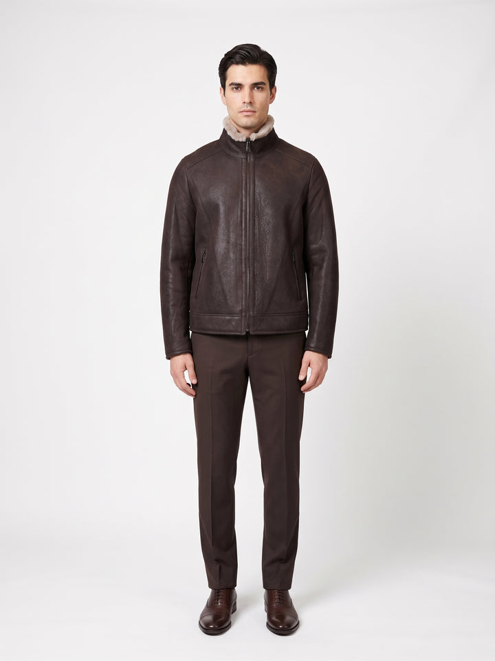 Hank, 68 cm. - Collar Nappa Lamb Crack - Man Dark Brown