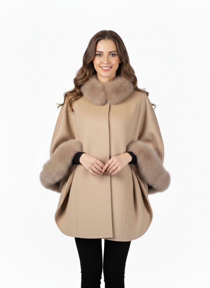 Damini Poncho, 75 cm. - Ull - Dam - Kamel