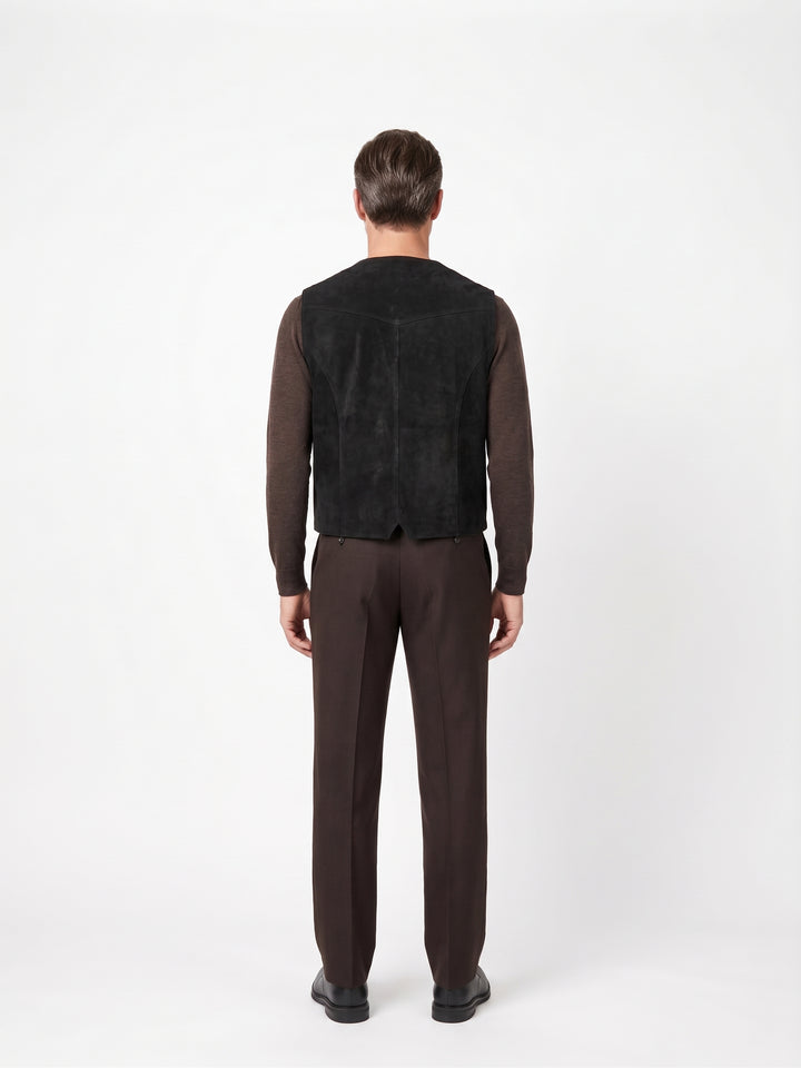Ny Vest 906 - Lamme Nubuk Læder - Mand - Sort