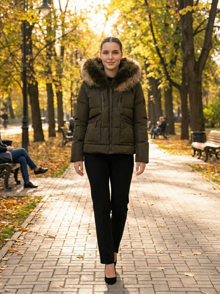 Fugge, 61 cm. - Huva - Down - Kvinnor - Armé