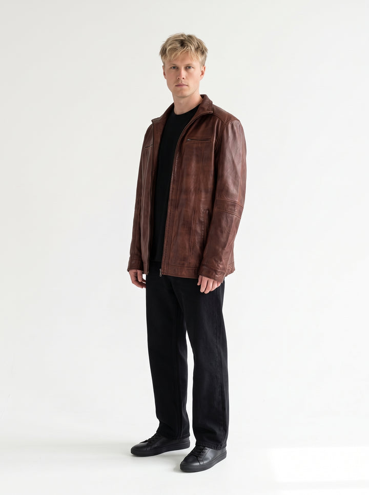 Big Marlow, 80 cm. - Collar Lamb Polish Nappa Leather -Man Copper Brown