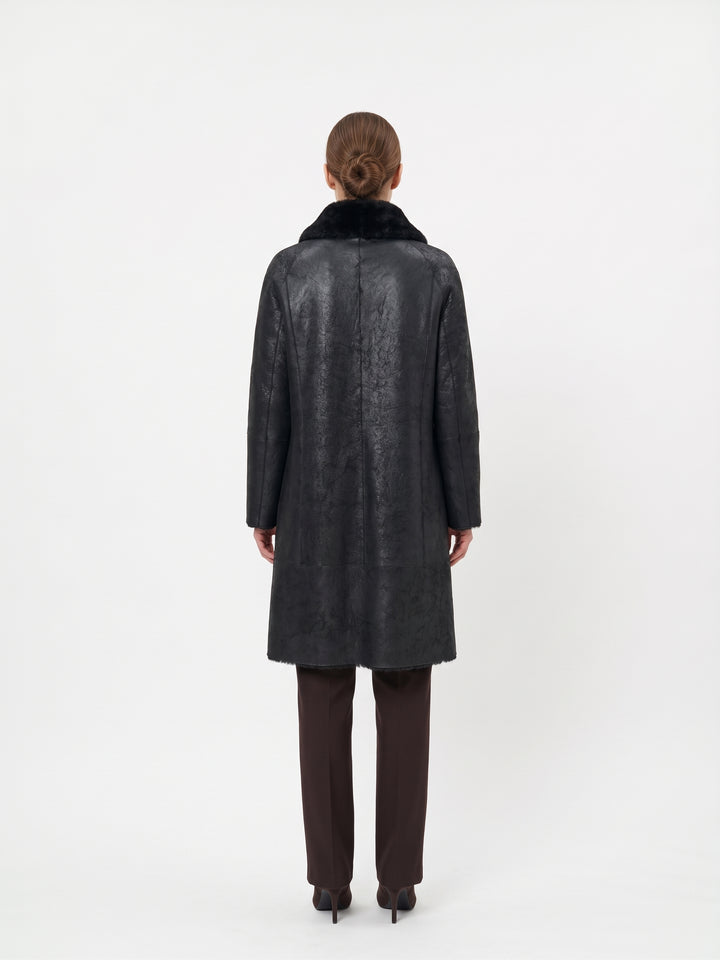 Jamie, 105 cm. - Krage - Nappa Lamb - Dame - Svart