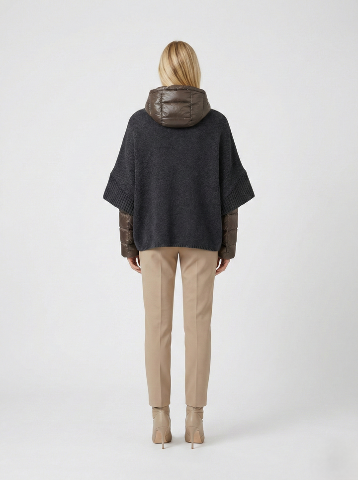 Lucia - Hood, 65 cm. - Lamb Malli Leather - Women - Black