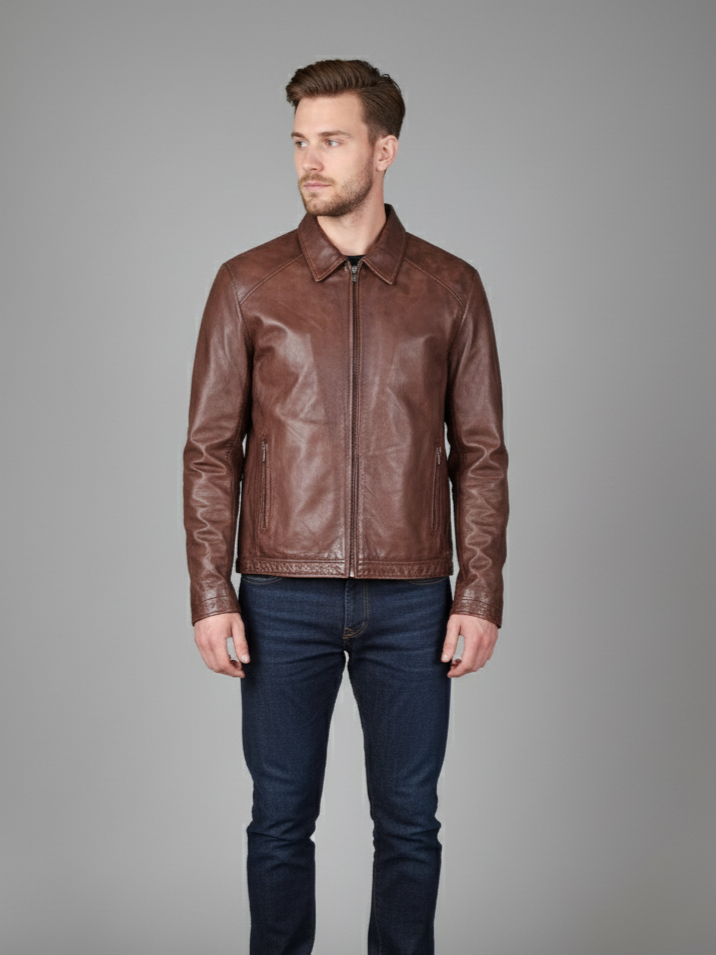 Ivar, 65 cm. - Lamb Polish Nappa Leather -Man - Cana Brown