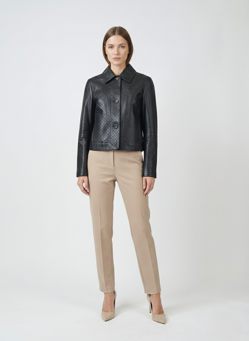 Angela, 52 cm. - Collar - Lamb Leather - Women - Black