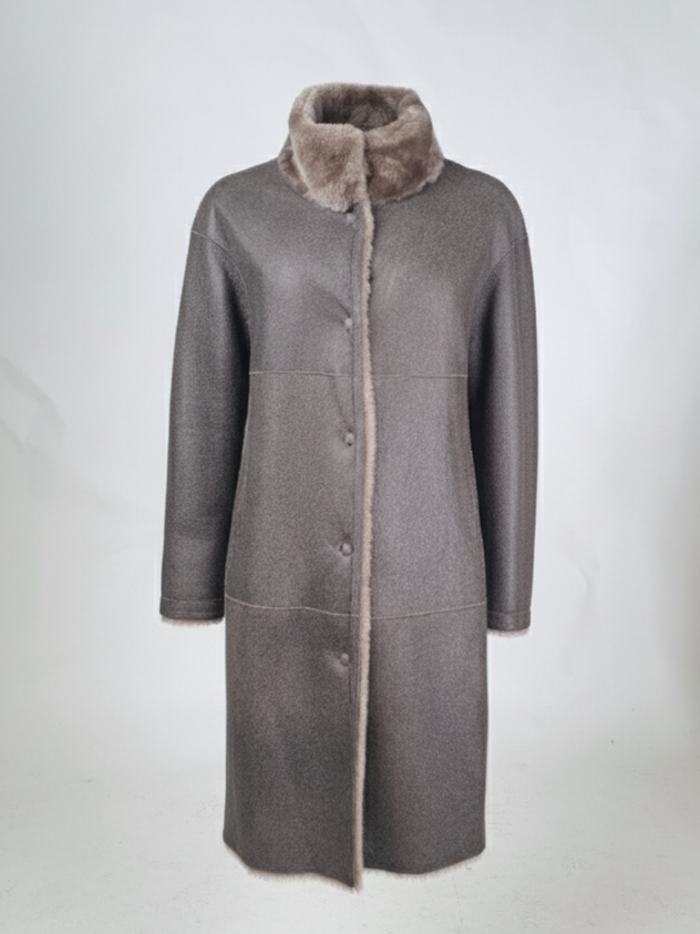 Giorgiana, 95 cm. - Krage - Nappa Lamb Crack Washed -Dam - Brun