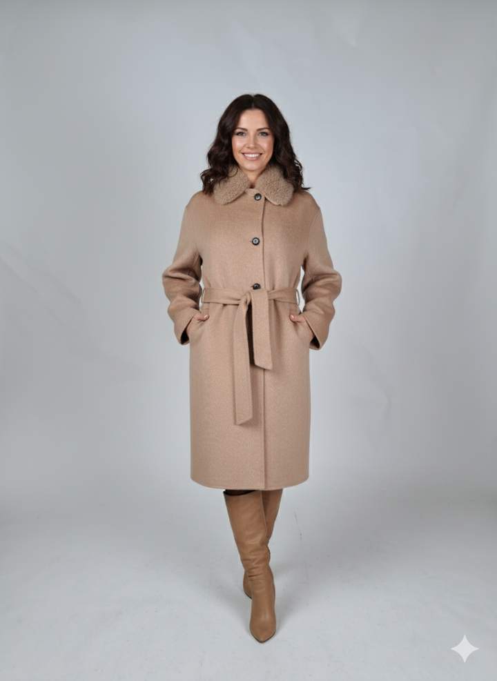 Hava & Hava, 100 cm. - Kragen - Wollmischung - Damen - Kamel