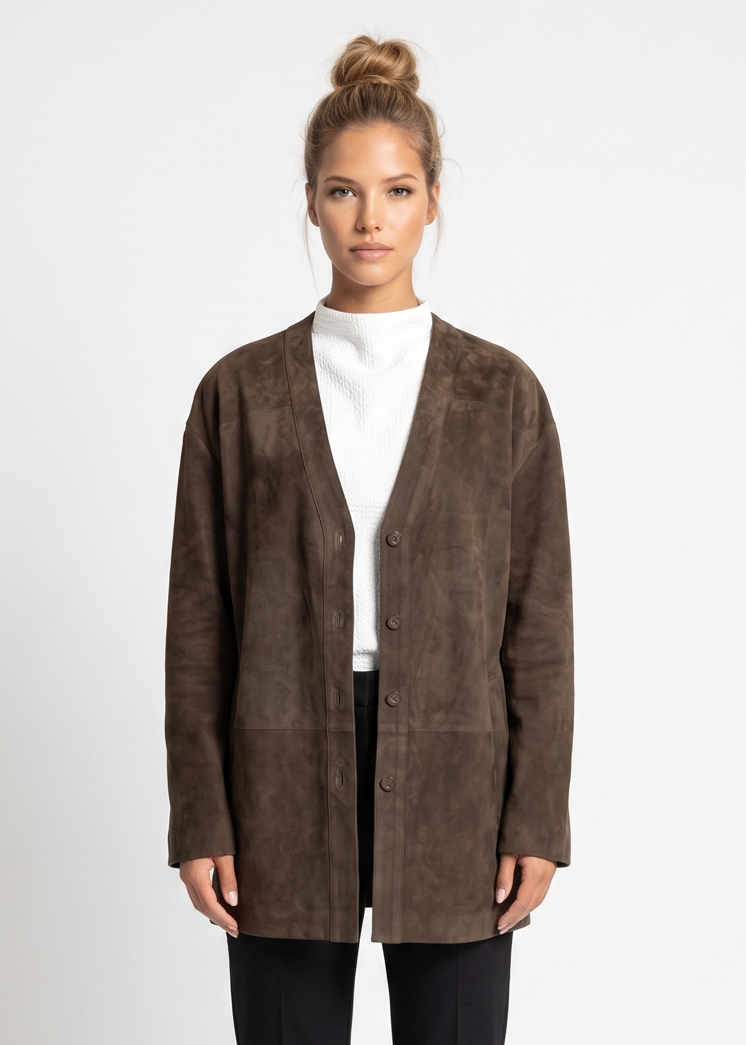 Filza, 75 cm. Goat Suede Leather - Women Olive