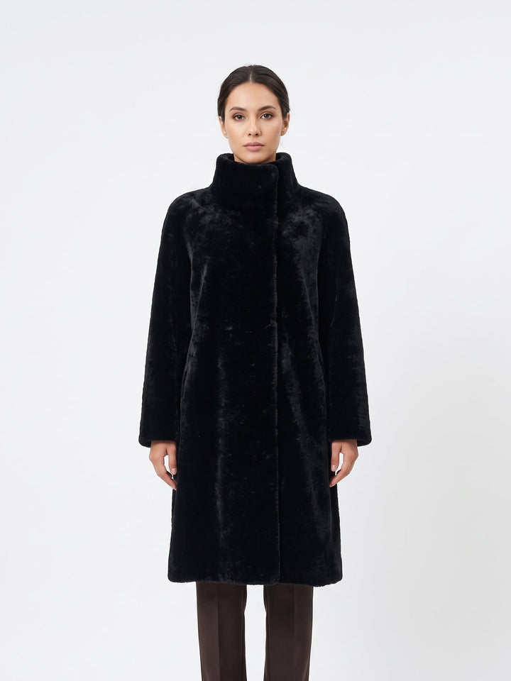 Jamie, 105 cm. - Krage - Nappa Lamb - Dame - Svart
