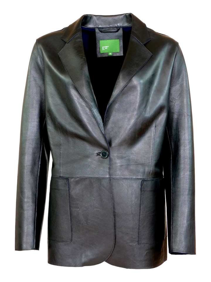 Maple – Lamm-Malli-Lederblazer – Damen – Schwarz