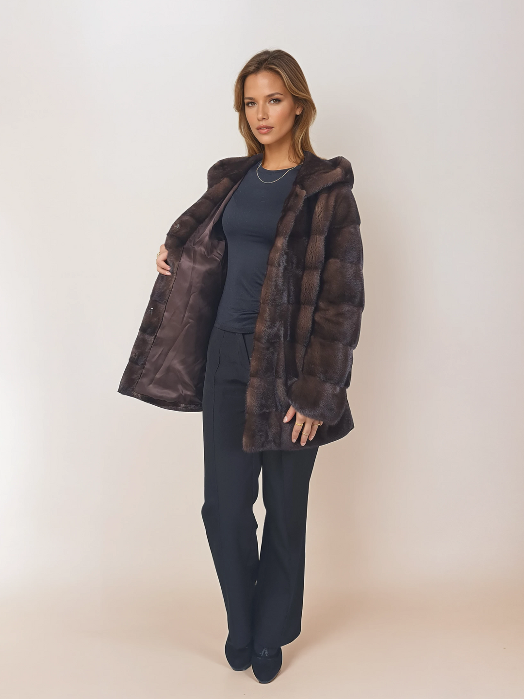 Victoria, 75 cm. - Huva - Mink - Dam - Brun