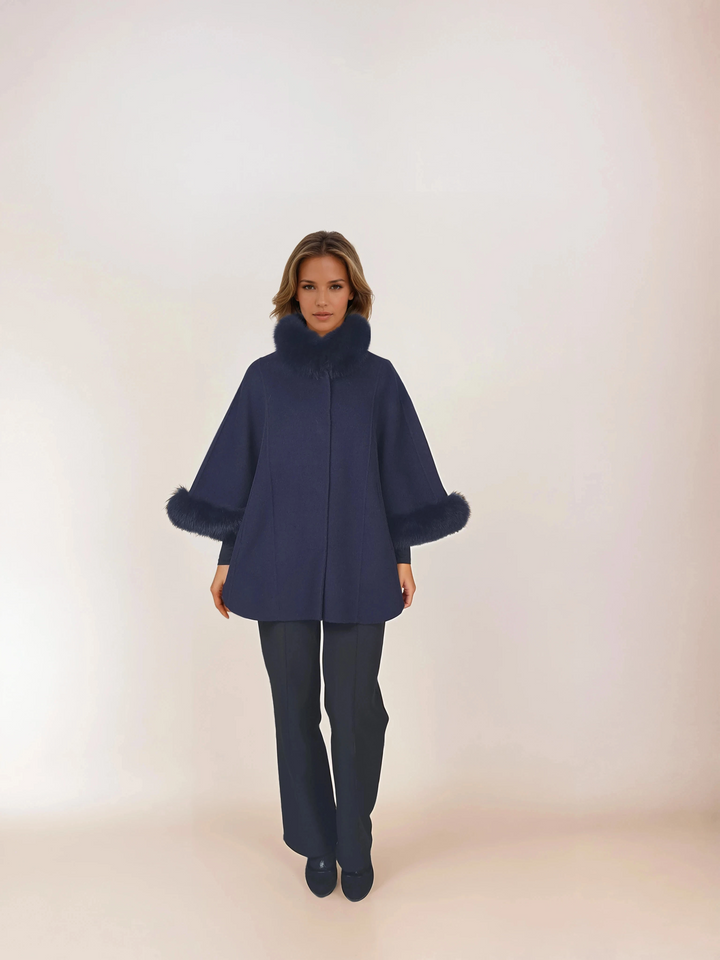 Damini Poncho, 75 cm. - Ull - Kvinner - Navy