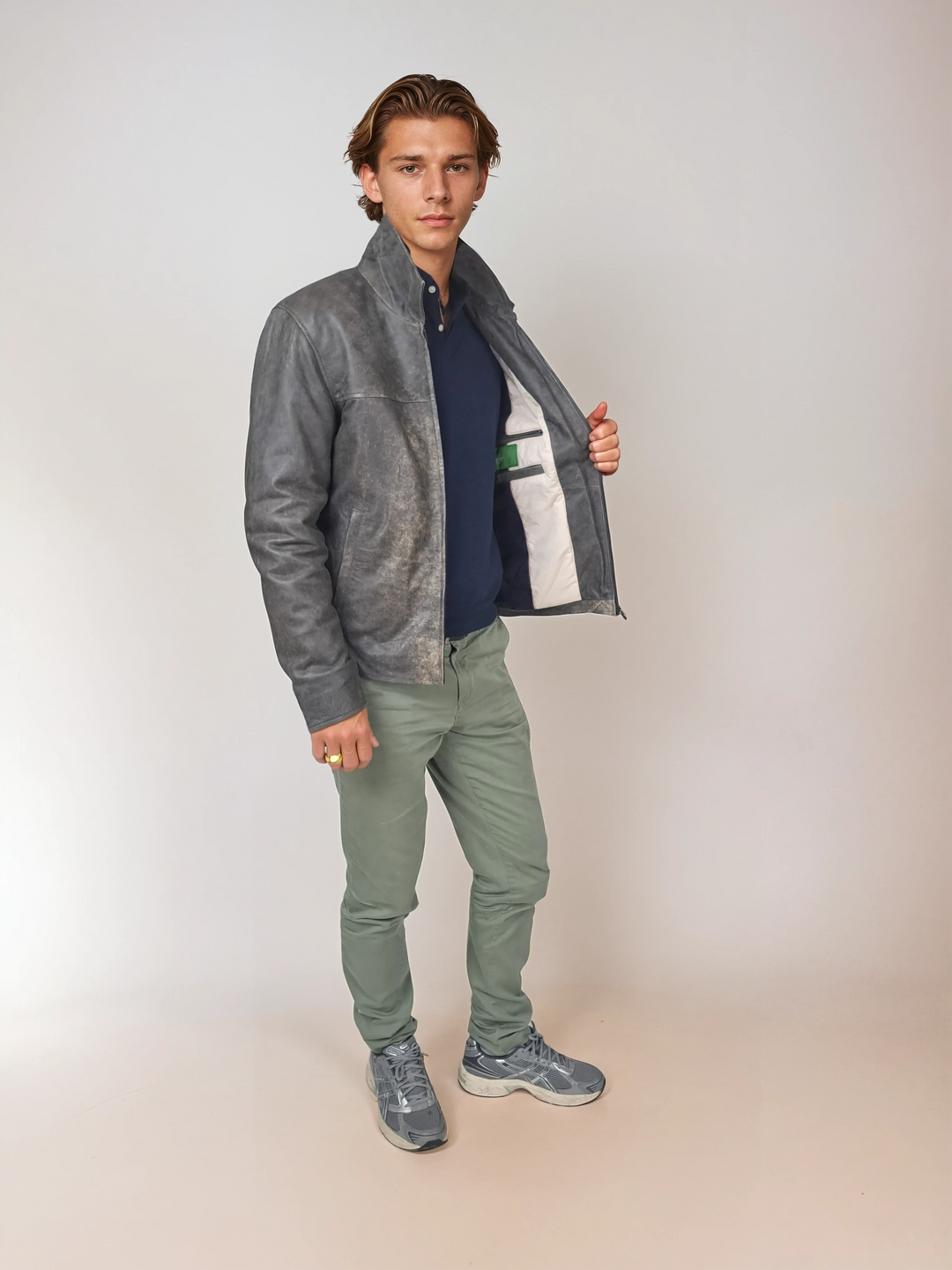 James Dean, 67 cm. - Schafsleder - Herren - Grau