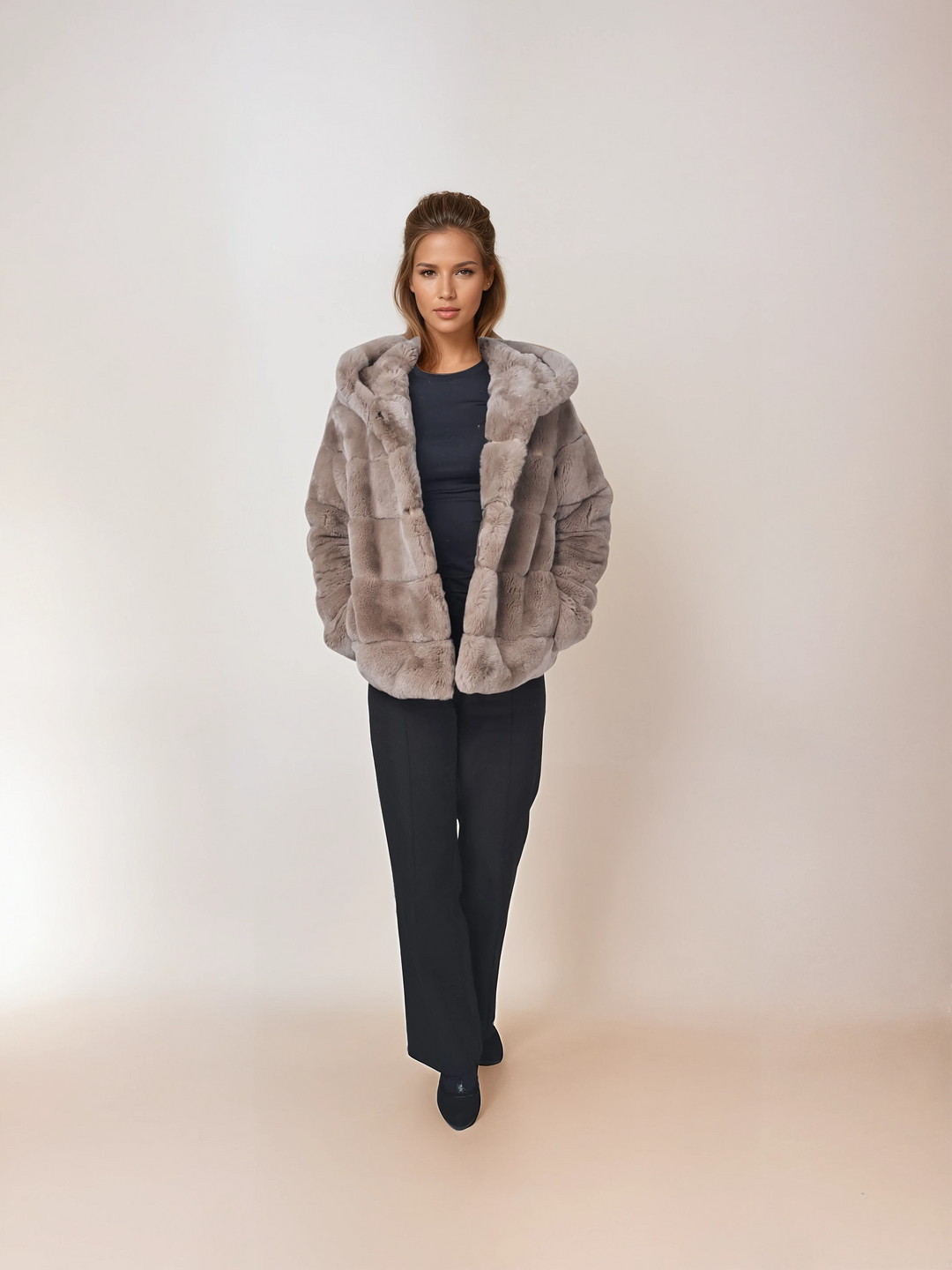 Petrovski, 60 cm. - Hood - Rex - Women - Cafe Latte