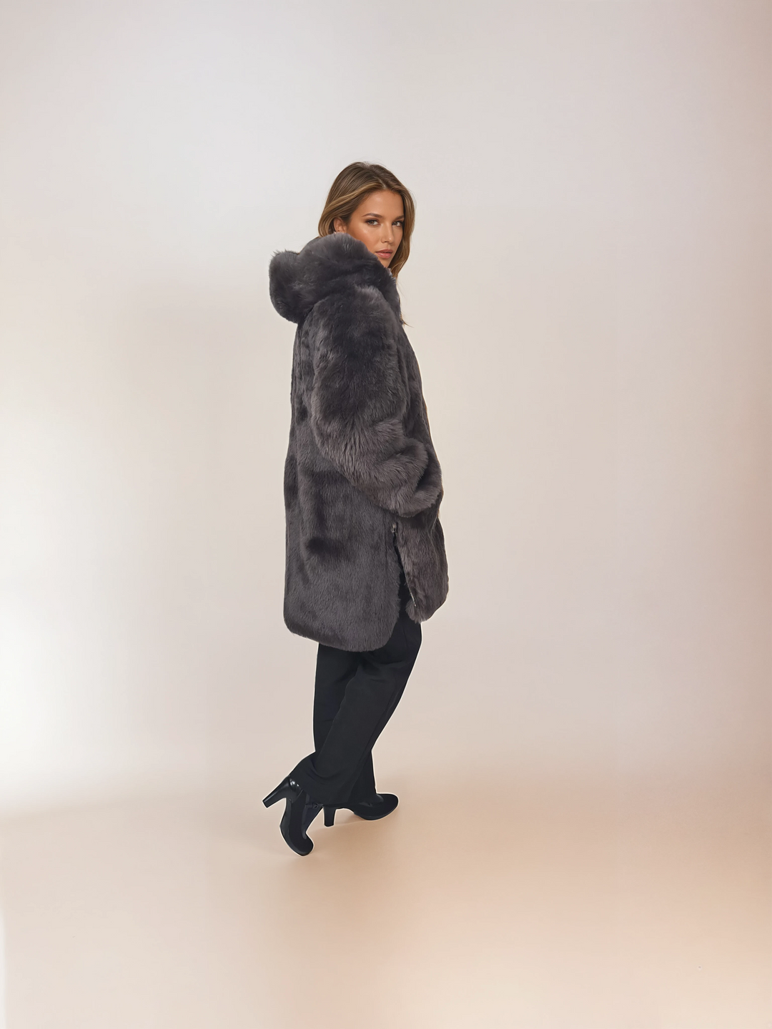 Iphigenie, 85 cm. - Hætte - Toscana Lamb - Damer - Taupe