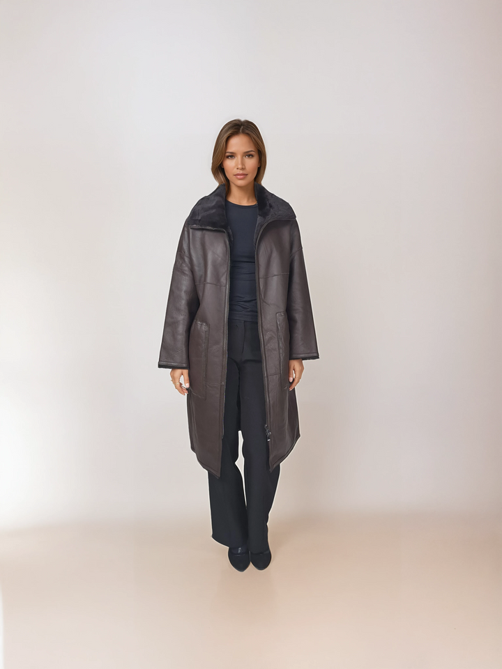 Isilda, 105 cm. - Krave - Nappa lam - Damer - Mørkebrun