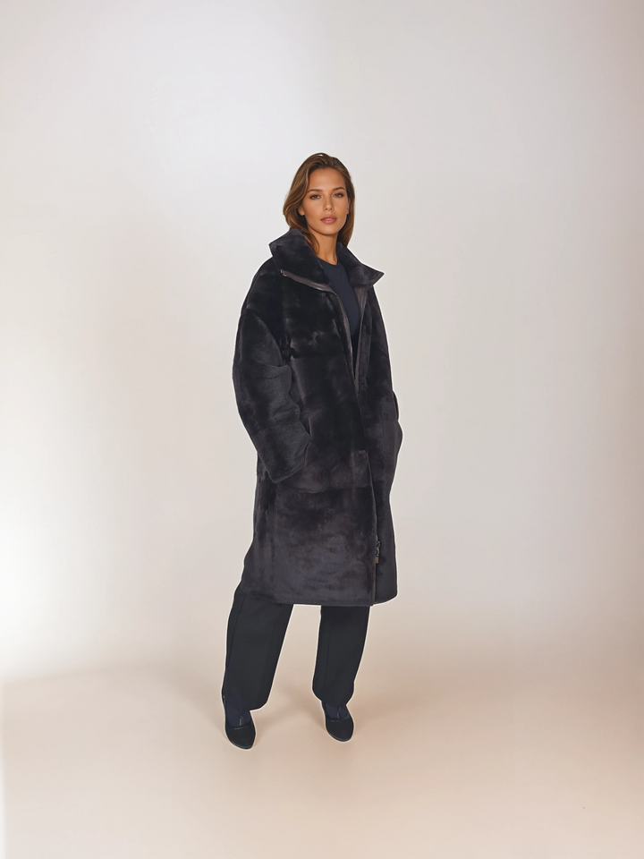 Isilda, 105 cm. - Krave - Nappa lam - Damer - Mørkebrun