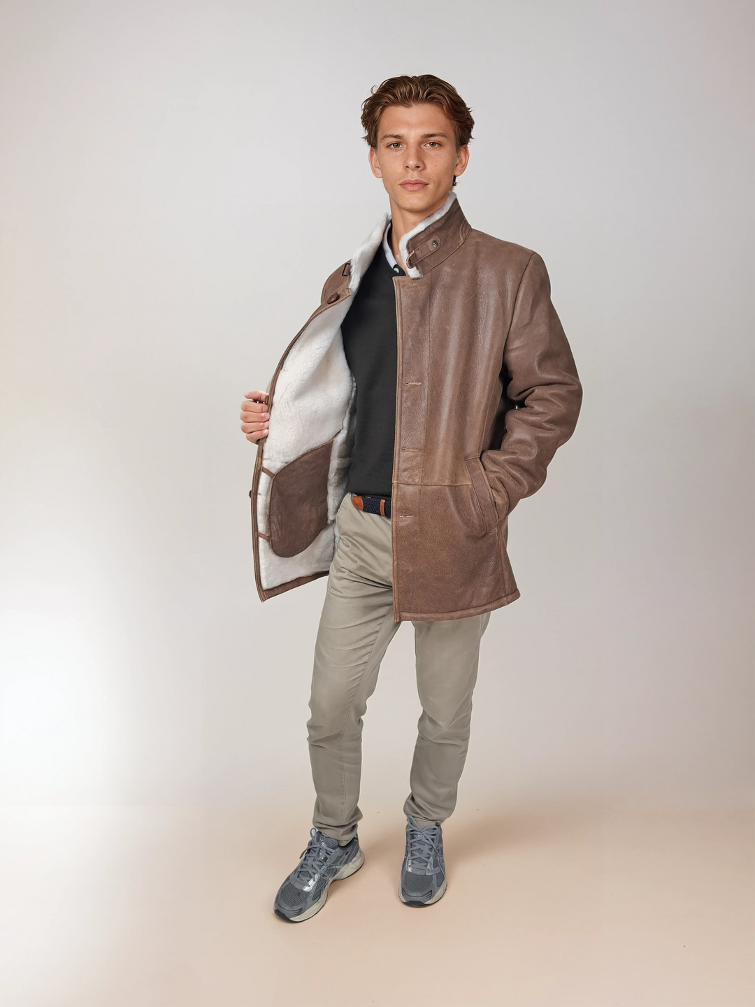 Cooper, 80 cm. - Krage - Nappa Lamb Crack - Man - Whisky