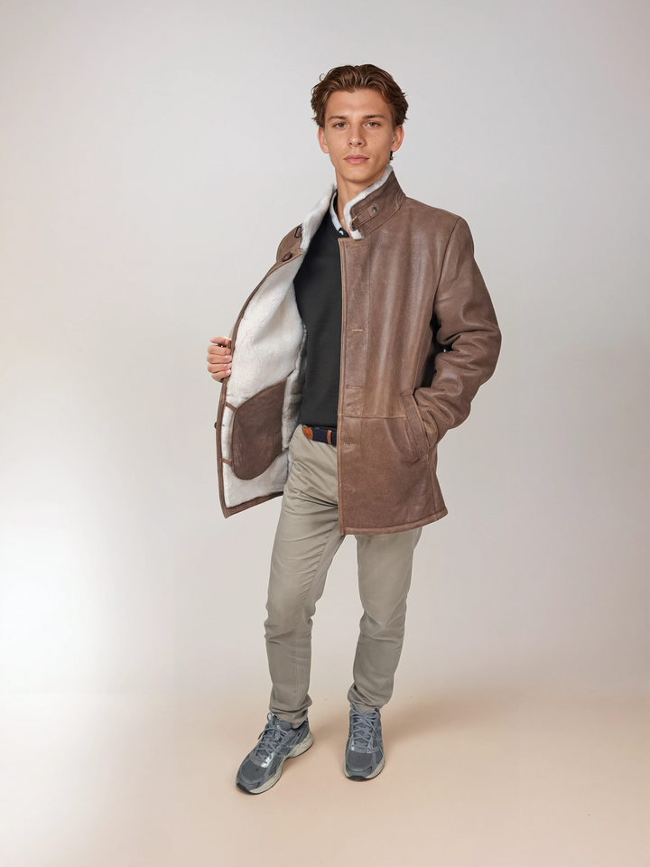 Cooper, 80 cm. - Krage - Nappa Lamb Crack - Man - Whisky