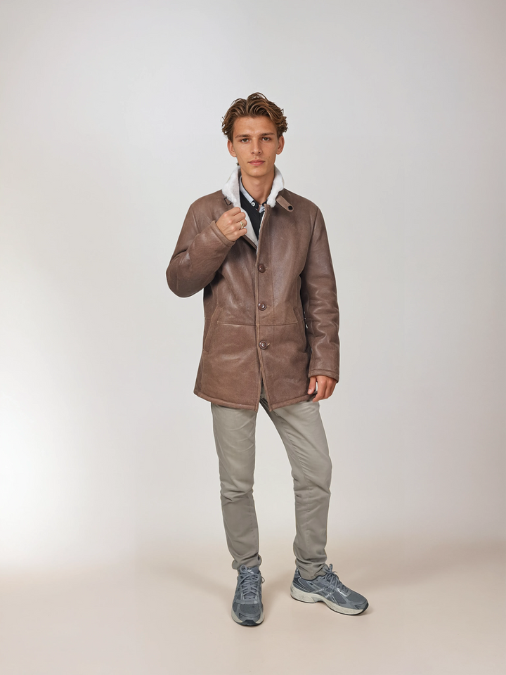 Cooper, 80 cm. - Krage - Nappa Lamb Crack - Man - Whisky