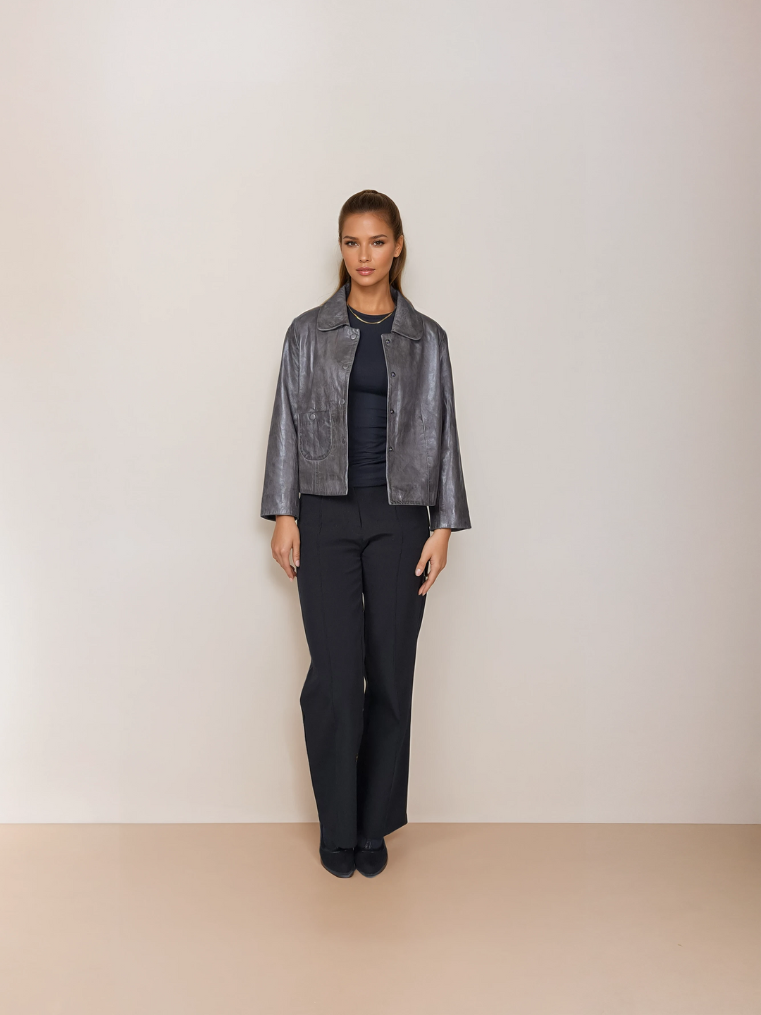 Marley, 53 cm. - Krage - Lamm Luxur Läder - Dam - Grå