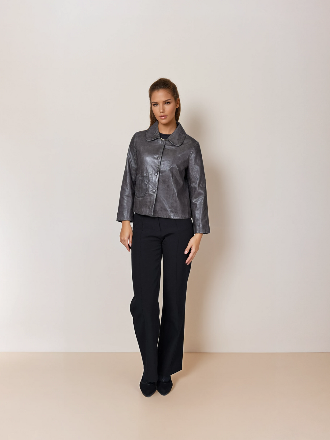 Marley, 53 cm. - Krage - Lamm Luxur Läder - Dam - Grå