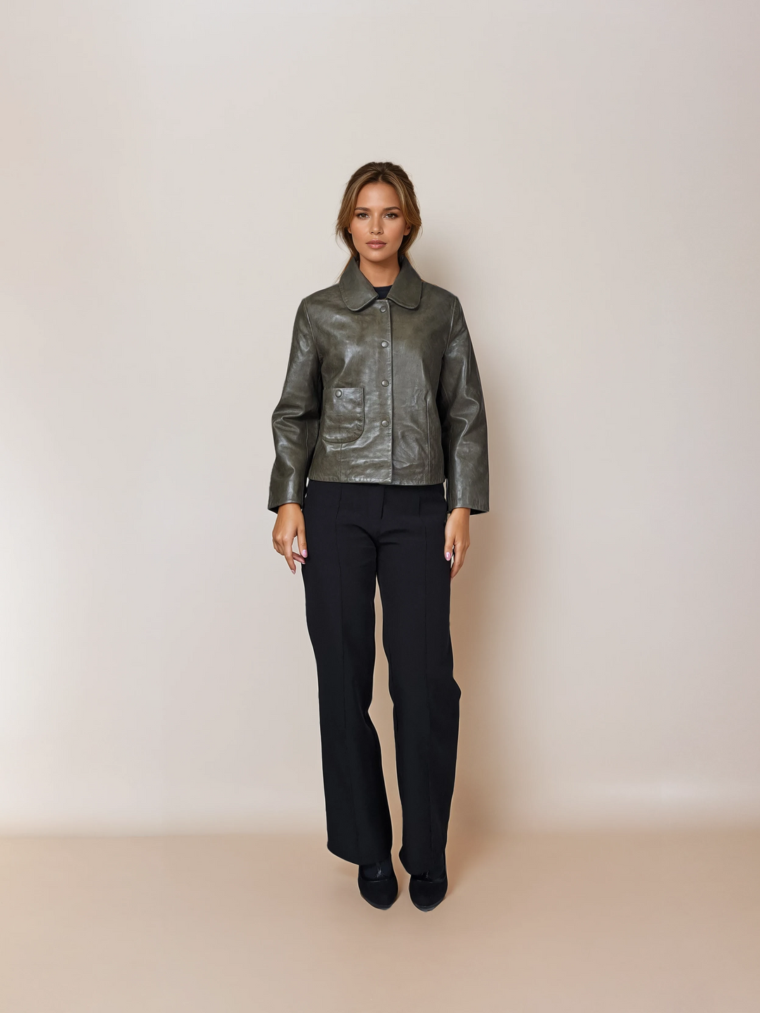 Marley, 53 cm. - Krage - Lamm Luxur Läder - Dam - Oliv