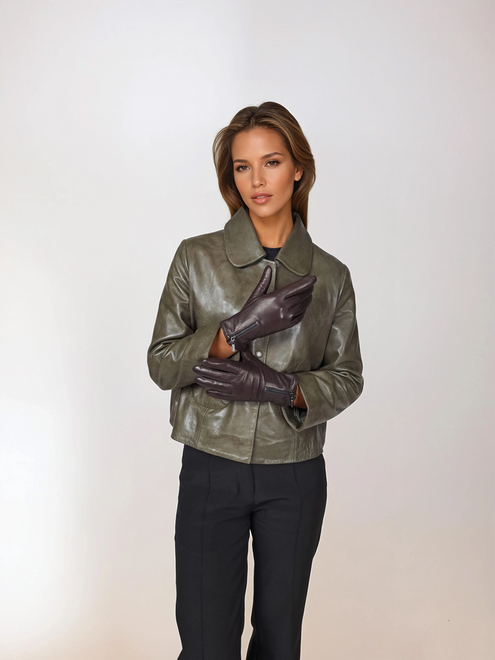 2687-2 Glove - Lamb Slink Leather -Accesories - Brown