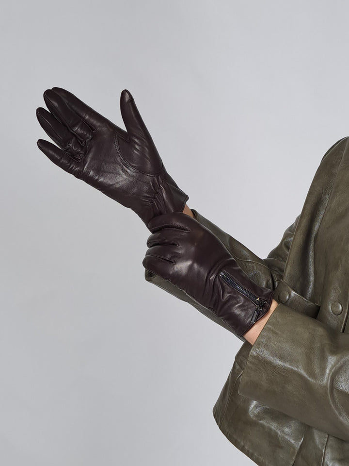 2687-2 Glove - Lamb Slink Leather -Accesories - Brown