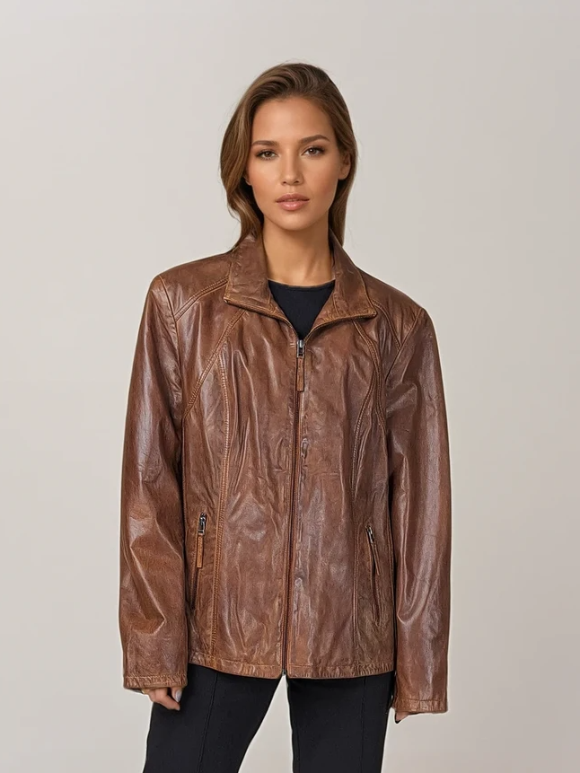 P 14-02 - Comfort - Lamb Malli Leather - Women - Dark Cognac